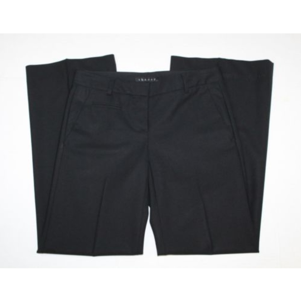 Theory Black Wool Relaxed Straight Dress Pants